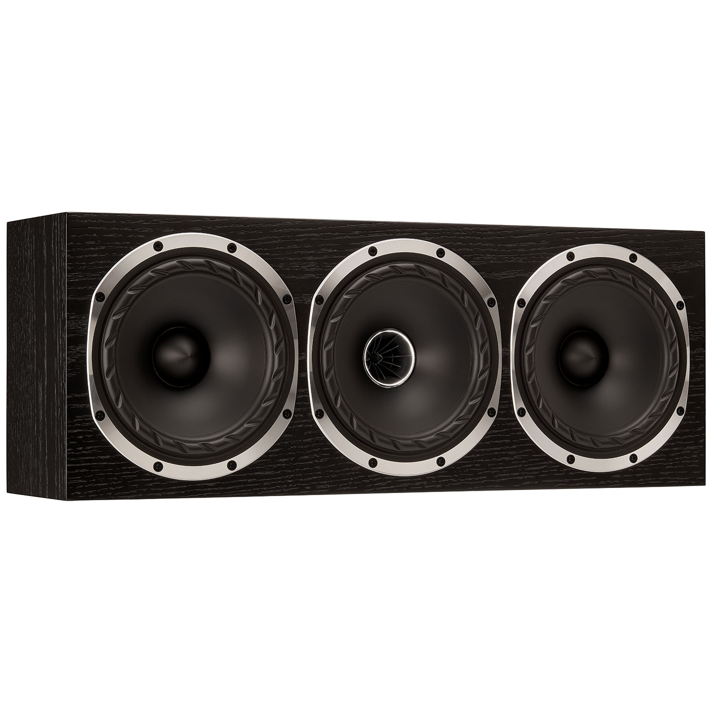 F500S-LCR-Black-Oak-3Q-Grille-Off