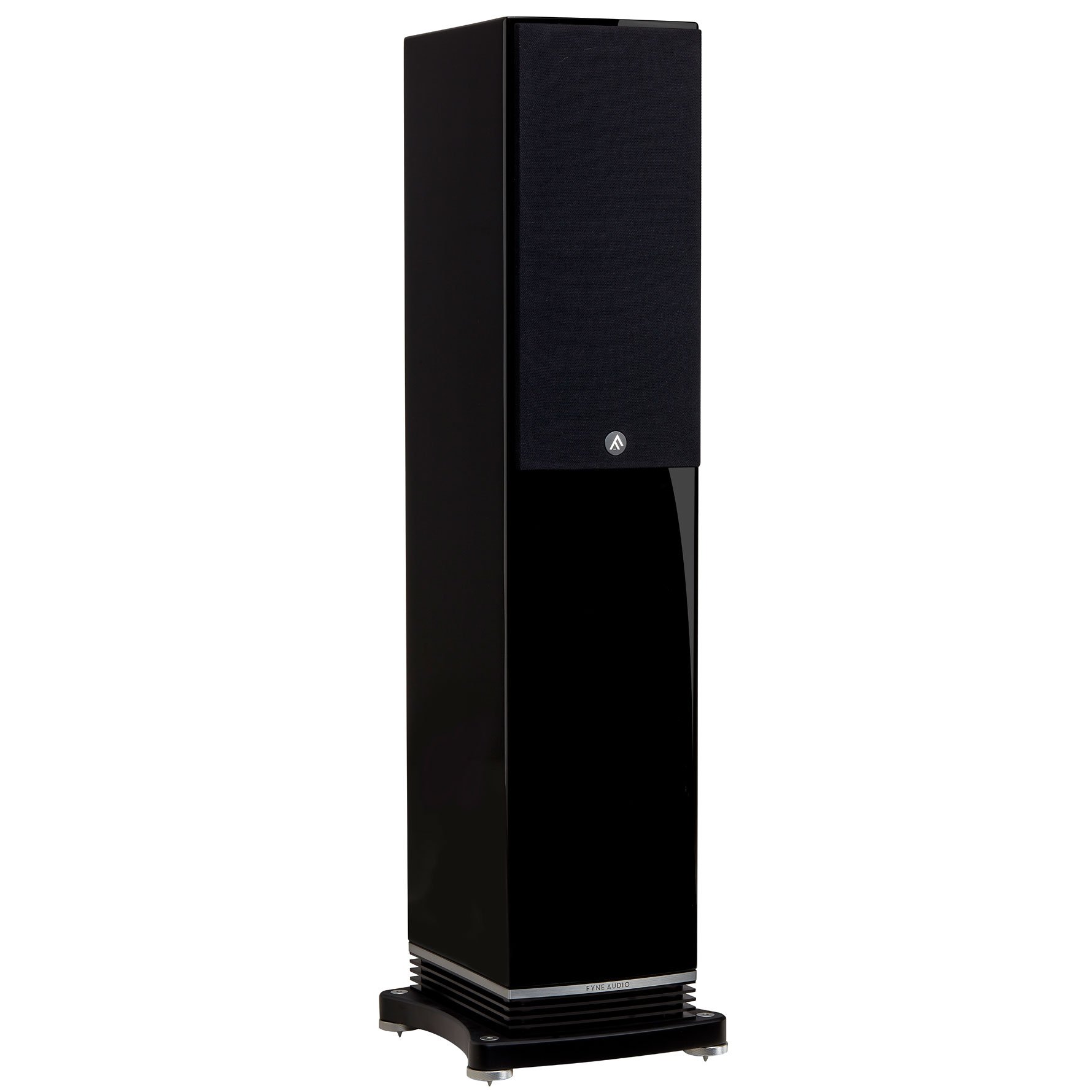 F501-Piano-Gloss-Black-3Q-Grille-on-small-floorstander